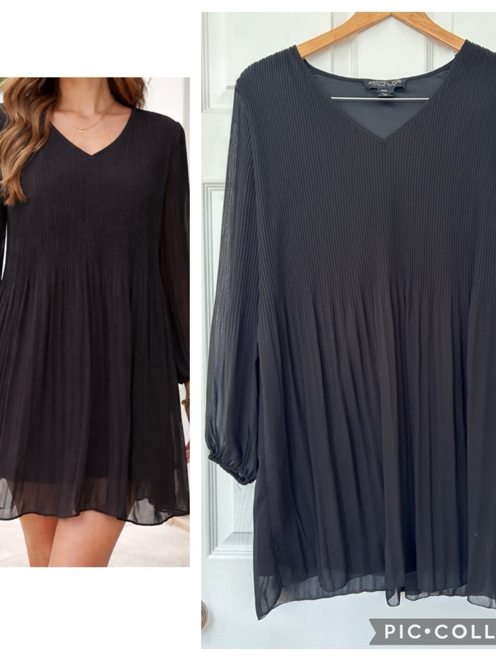 Rachel Zoe Black Pleated V-Neck Dress (like Wilfred Daydreamer)